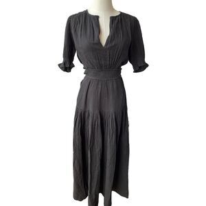ME+EM CHEESECLOTH cut out belt  DETAIL MAXI DRESS size 2 black NWT